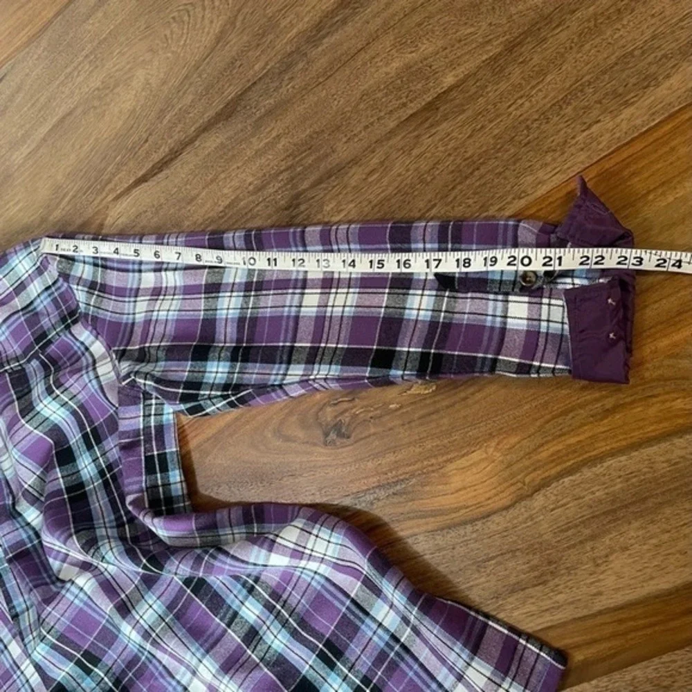 Scandia Woods Button Down Plaid Purple Lined Long‎ Sleeve Shirt sz M Cabincore